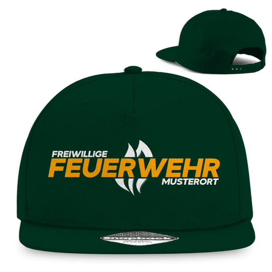 Snapback Rapper Cap - Flamme Freiwillige Feuerwehr Gelb [Personalisierbar]