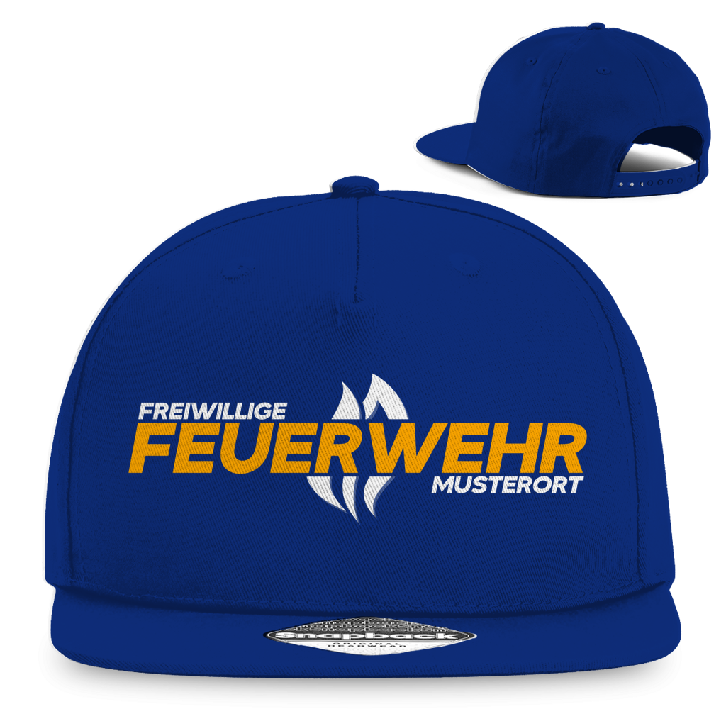 Snapback Rapper Cap - Flamme Freiwillige Feuerwehr Gelb [Personalisierbar]
