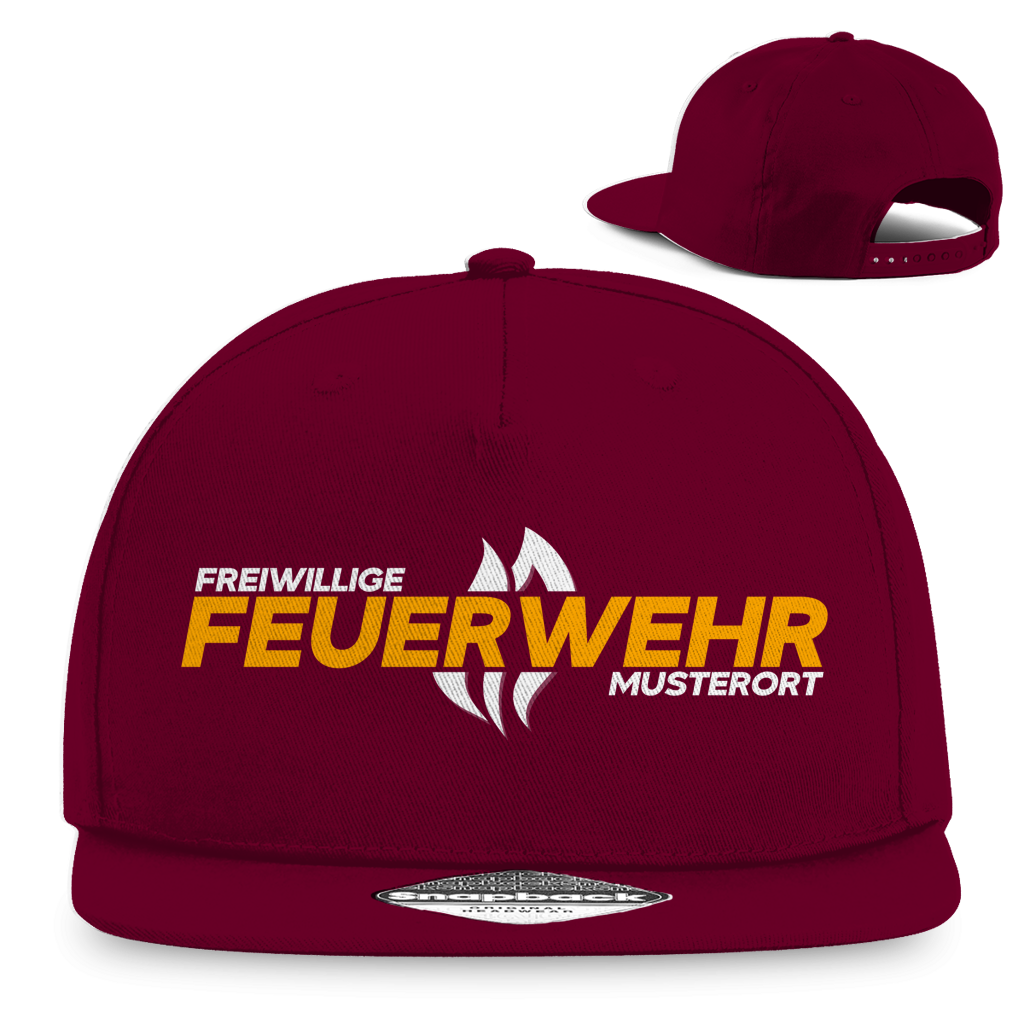 Snapback Rapper Cap - Flamme Freiwillige Feuerwehr Gelb [Personalisierbar]
