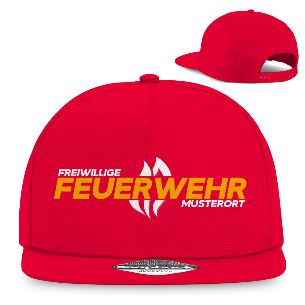 Snapback Rapper Cap - Flamme Freiwillige Feuerwehr Gelb [Personalisierbar]