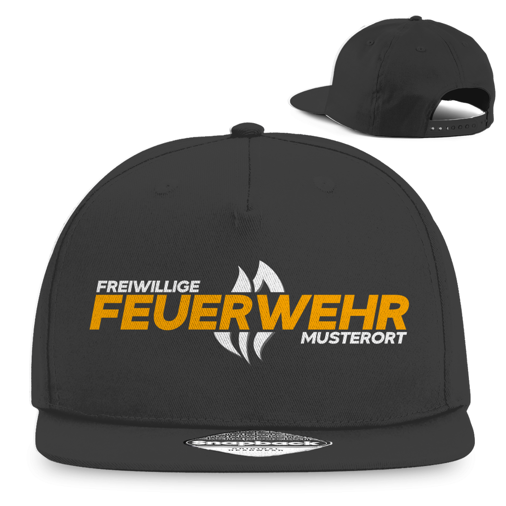 Snapback Rapper Cap - Flamme Freiwillige Feuerwehr Gelb [Personalisierbar]