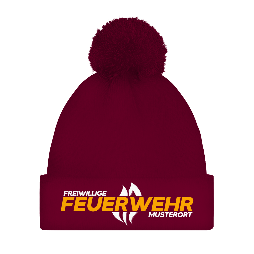 Bommelmütze - Flamme Freiwillige Feuerwehr Gelb [Personalisierbar]