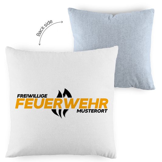 Kopfkissen zweifarbig - Flamme Freiwillige Feuerwehr Gelb [Personalisierbar]