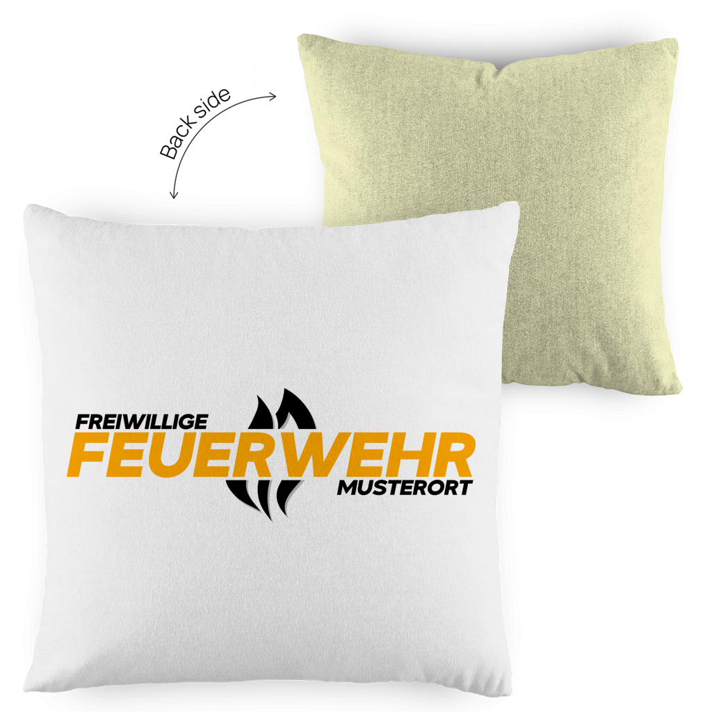 Kopfkissen zweifarbig - Flamme Freiwillige Feuerwehr Gelb [Personalisierbar]