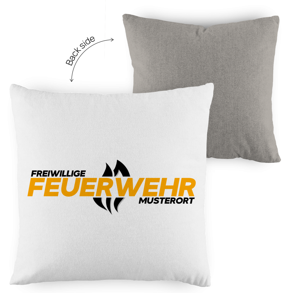 Kopfkissen zweifarbig - Flamme Freiwillige Feuerwehr Gelb [Personalisierbar]