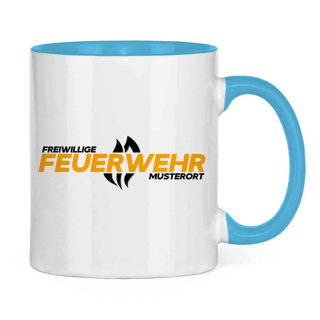 Tasse zweifarbig - Flamme Freiwillige Feuerwehr Gelb [Personalisierbar]