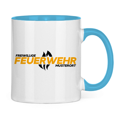 Tasse zweifarbig - Flamme Freiwillige Feuerwehr Gelb [Personalisierbar]