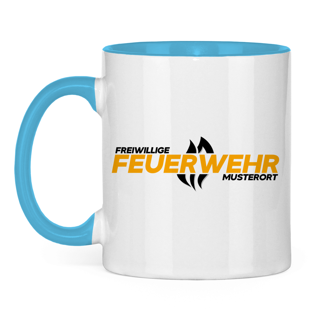 Tasse zweifarbig - Flamme Freiwillige Feuerwehr Gelb [Personalisierbar]