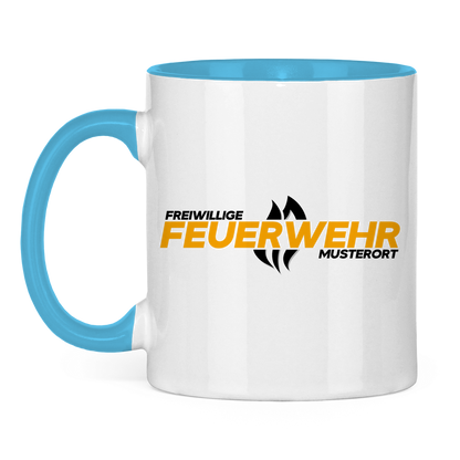 Tasse zweifarbig - Flamme Freiwillige Feuerwehr Gelb [Personalisierbar]