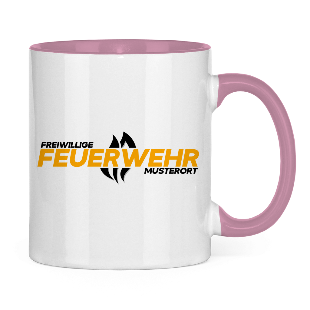 Tasse zweifarbig - Flamme Freiwillige Feuerwehr Gelb [Personalisierbar]