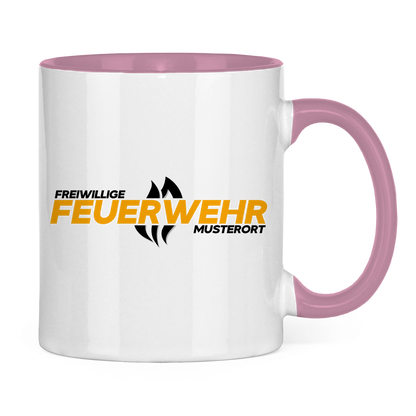 Tasse zweifarbig - Flamme Freiwillige Feuerwehr Gelb [Personalisierbar]