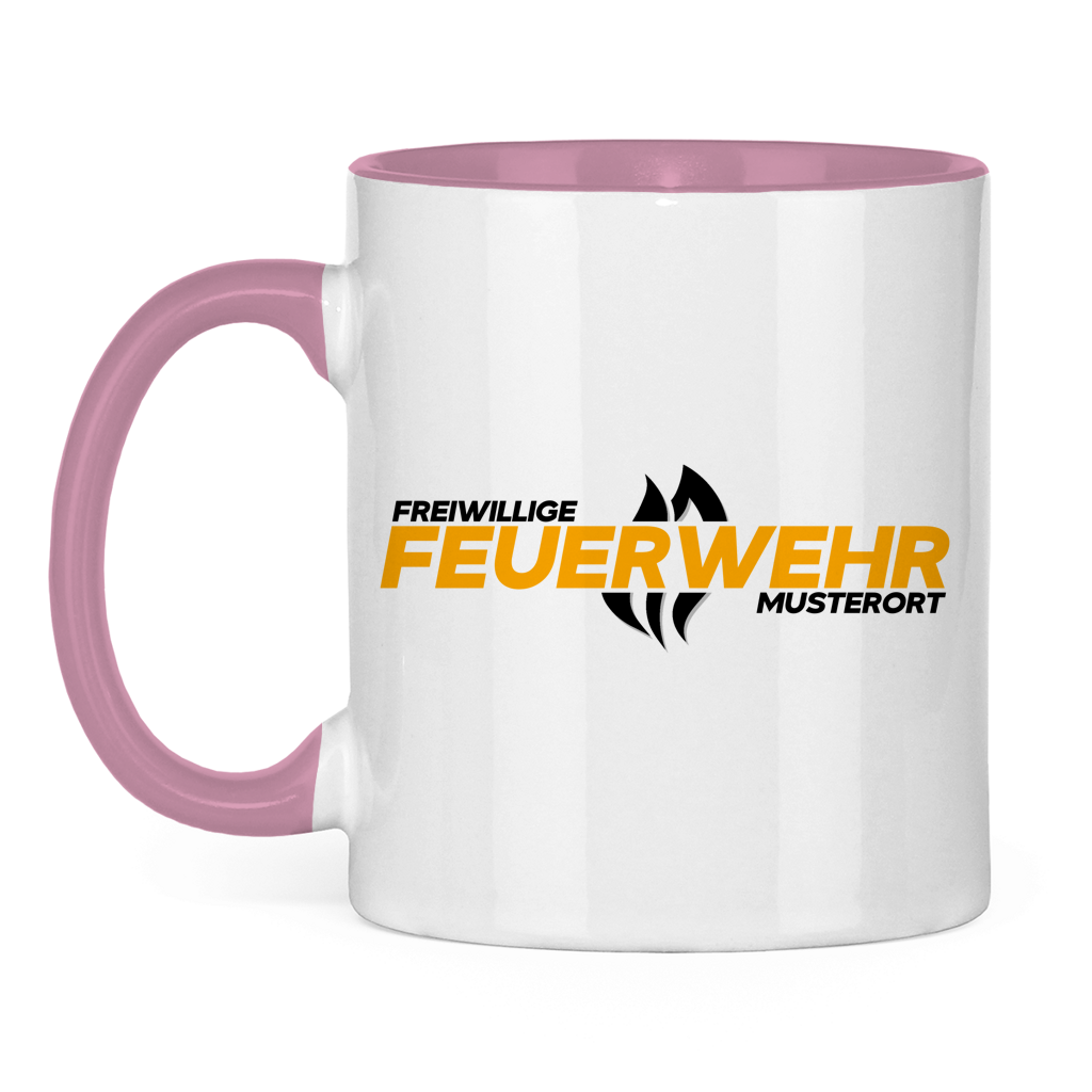 Tasse zweifarbig - Flamme Freiwillige Feuerwehr Gelb [Personalisierbar]