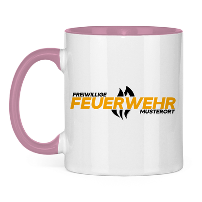 Tasse zweifarbig - Flamme Freiwillige Feuerwehr Gelb [Personalisierbar]