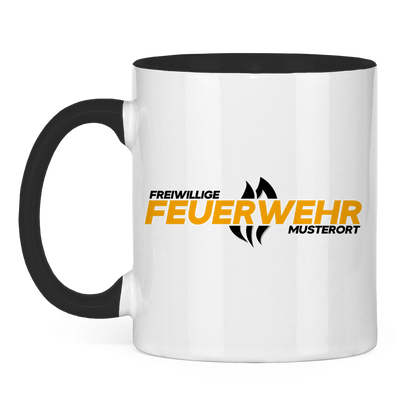 Tasse zweifarbig - Flamme Freiwillige Feuerwehr Gelb [Personalisierbar]