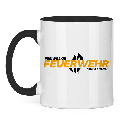 Tasse zweifarbig - Flamme Freiwillige Feuerwehr Gelb [Personalisierbar]