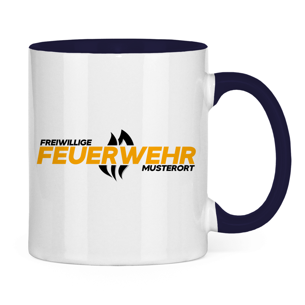 Tasse zweifarbig - Flamme Freiwillige Feuerwehr Gelb [Personalisierbar]