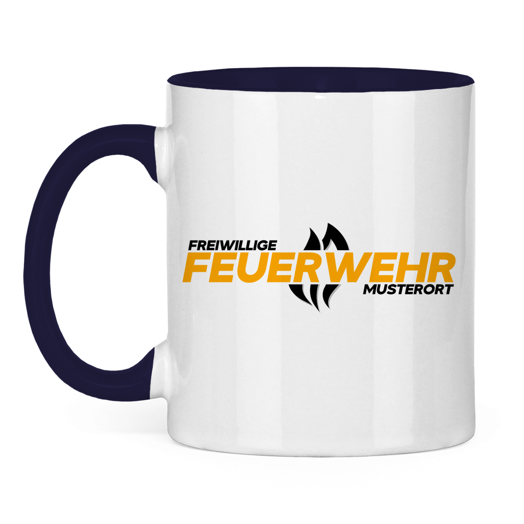 Tasse zweifarbig - Flamme Freiwillige Feuerwehr Gelb [Personalisierbar]