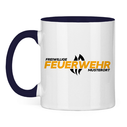 Tasse zweifarbig - Flamme Freiwillige Feuerwehr Gelb [Personalisierbar]
