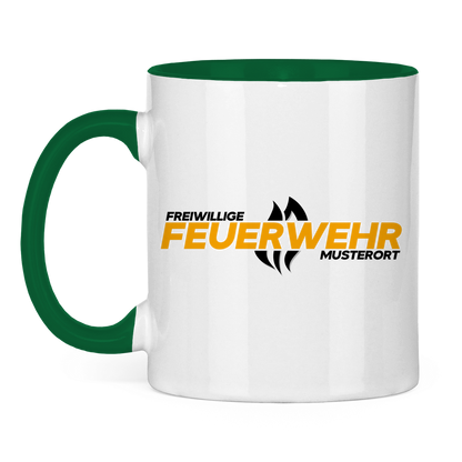 Tasse zweifarbig - Flamme Freiwillige Feuerwehr Gelb [Personalisierbar]