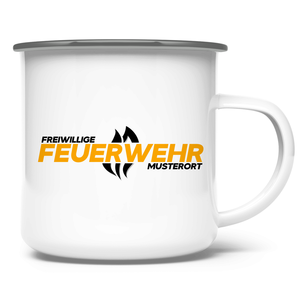 Emaille Tasse - Flamme Freiwillige Feuerwehr Gelb [Personalisierbar]