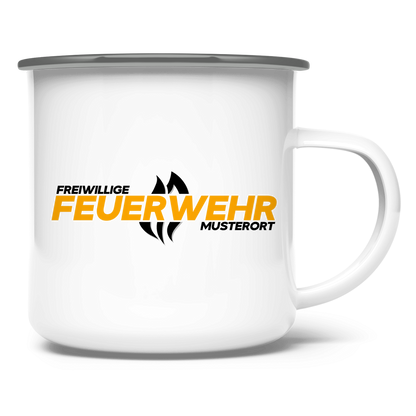Emaille Tasse - Flamme Freiwillige Feuerwehr Gelb [Personalisierbar]