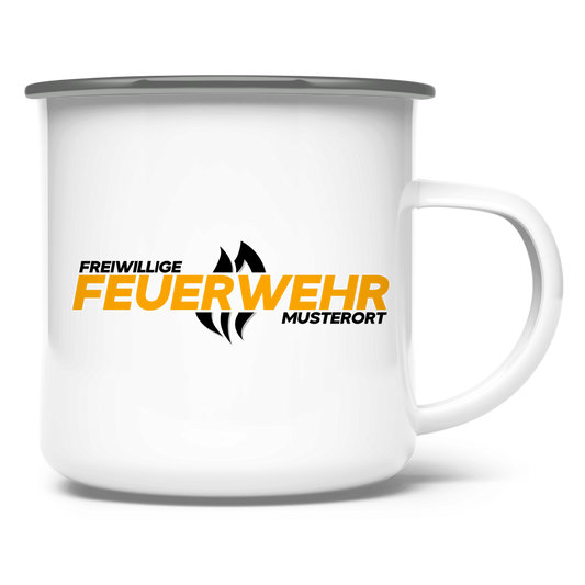 Emaille Tasse - Flamme Freiwillige Feuerwehr Gelb [Personalisierbar]