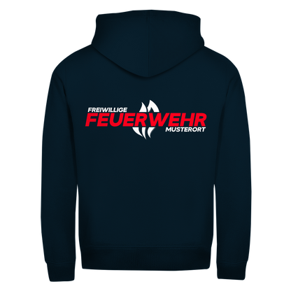 Unisex Zipper Hoodie - Flamme Freiwillige Feuerwehr Rot [Personalisierbar]