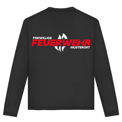 Unisex Langarmshirt - Flamme Freiwillige Feuerwehr Rot [Personalisierbar]
