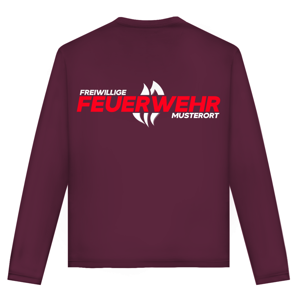 Unisex Langarmshirt - Flamme Freiwillige Feuerwehr Rot [Personalisierbar]