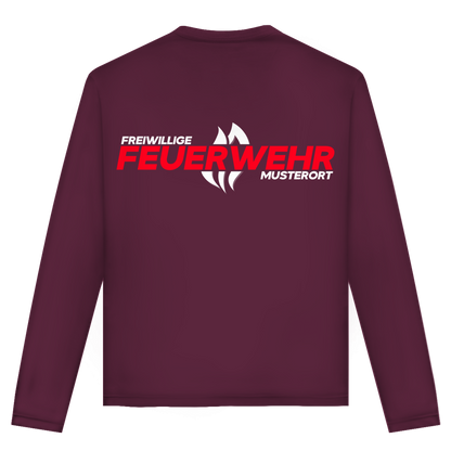 Unisex Langarmshirt - Flamme Freiwillige Feuerwehr Rot [Personalisierbar]