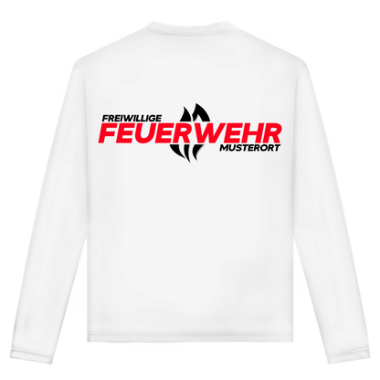 Unisex Langarmshirt - Flamme Freiwillige Feuerwehr Rot [Personalisierbar]