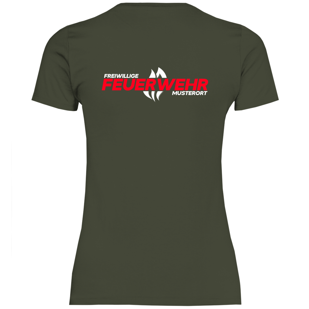 Damen T-Shirt - Flamme Freiwillige Feuerwehr Rot [Personalisierbar]