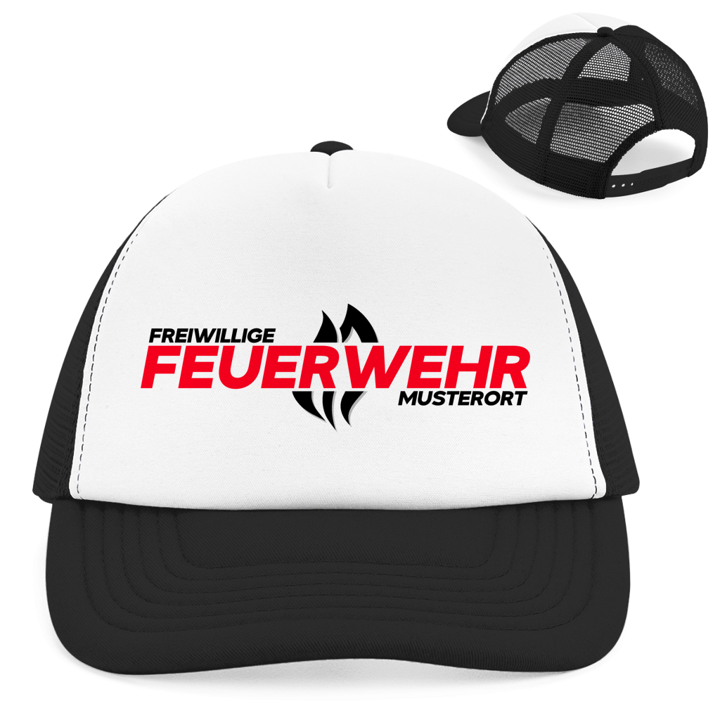 Retro Trucker Cap - Flamme Freiwillige Feuerwehr Rot [Personalisierbar]