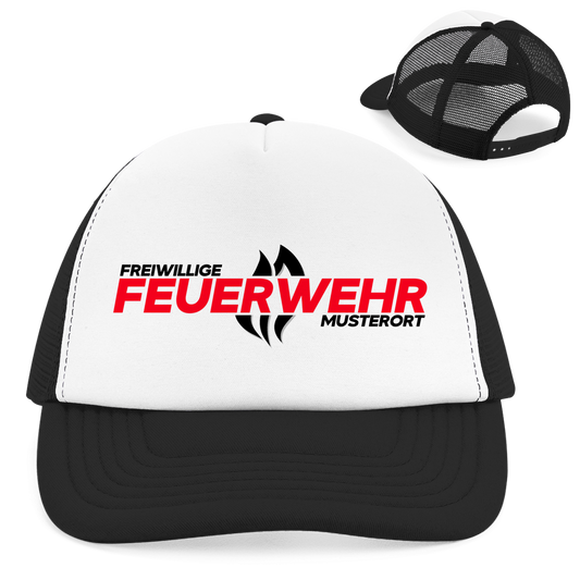 Retro Trucker Cap - Flamme Freiwillige Feuerwehr Rot [Personalisierbar]