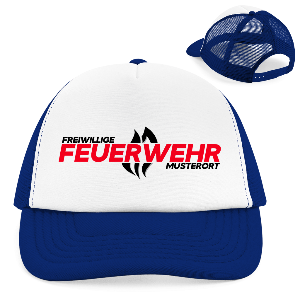 Retro Trucker Cap - Flamme Freiwillige Feuerwehr Rot [Personalisierbar]