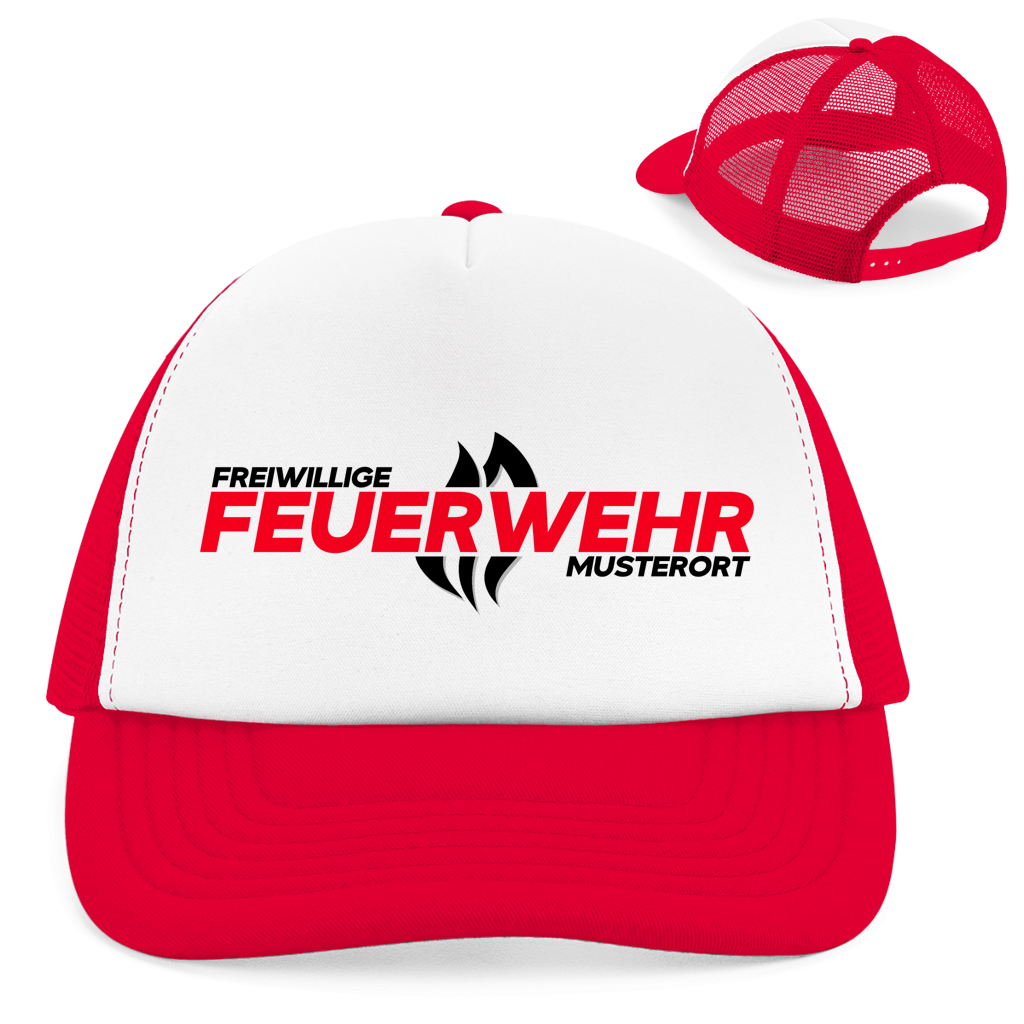 Retro Trucker Cap - Flamme Freiwillige Feuerwehr Rot [Personalisierbar]