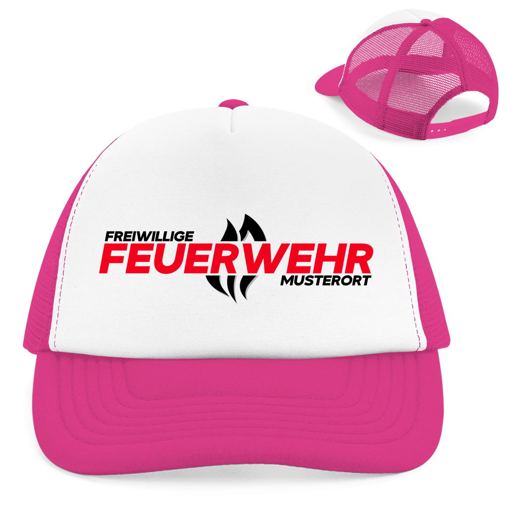 Retro Trucker Cap - Flamme Freiwillige Feuerwehr Rot [Personalisierbar]