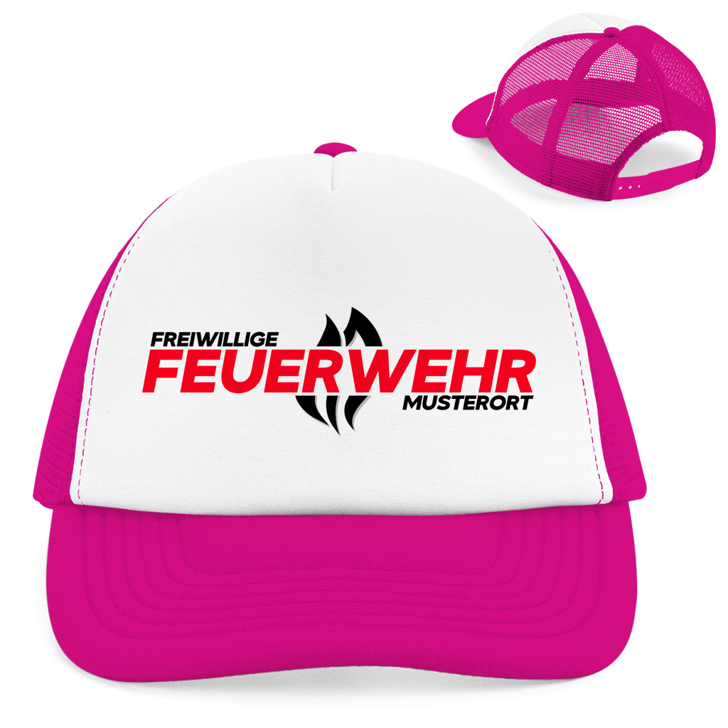 Retro Trucker Cap - Flamme Freiwillige Feuerwehr Rot [Personalisierbar]