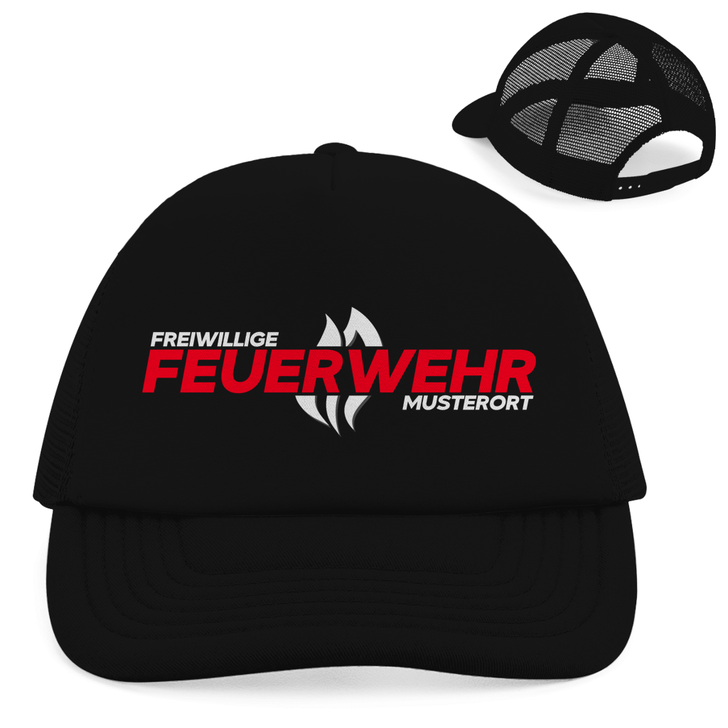 Retro Trucker Cap - Flamme Freiwillige Feuerwehr Rot [Personalisierbar]