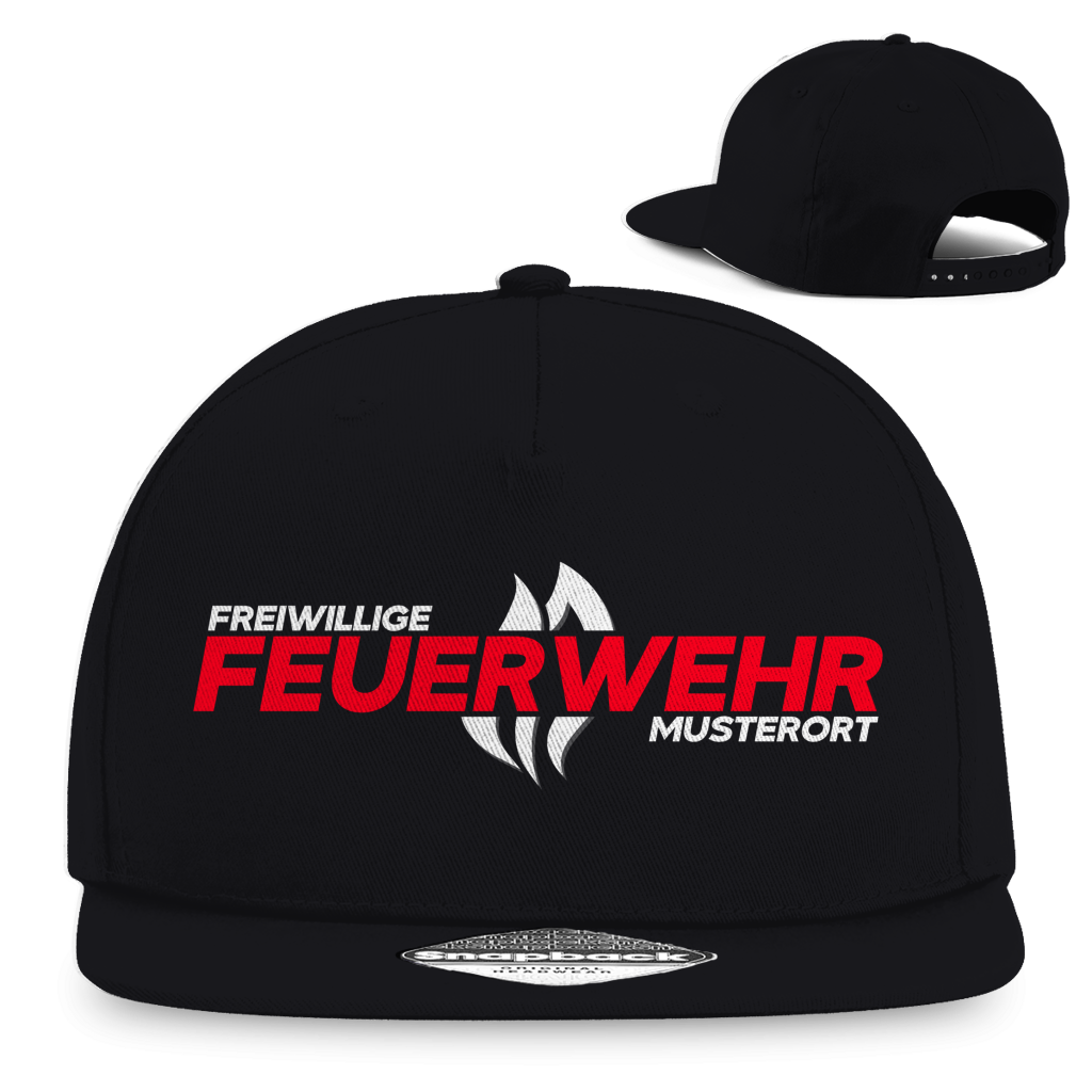 Snapback Rapper Cap - Flamme Freiwillige Feuerwehr Rot [Personalisierbar]
