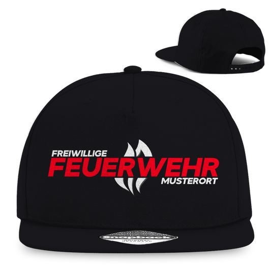 Snapback Rapper Cap - Flamme Freiwillige Feuerwehr Rot [Personalisierbar]