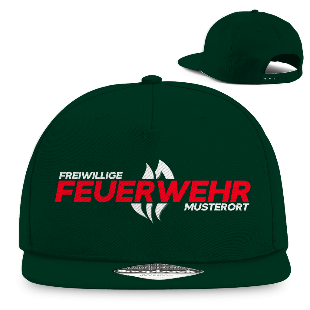 Snapback Rapper Cap - Flamme Freiwillige Feuerwehr Rot [Personalisierbar]