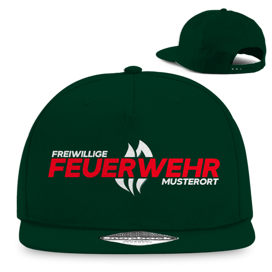 Snapback Rapper Cap - Flamme Freiwillige Feuerwehr Rot [Personalisierbar]