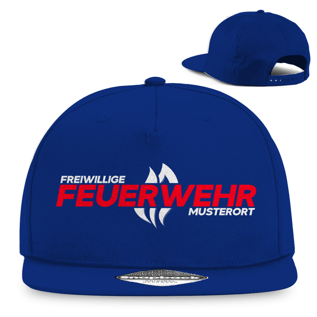 Snapback Rapper Cap - Flamme Freiwillige Feuerwehr Rot [Personalisierbar]