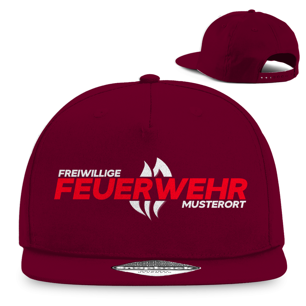 Snapback Rapper Cap - Flamme Freiwillige Feuerwehr Rot [Personalisierbar]