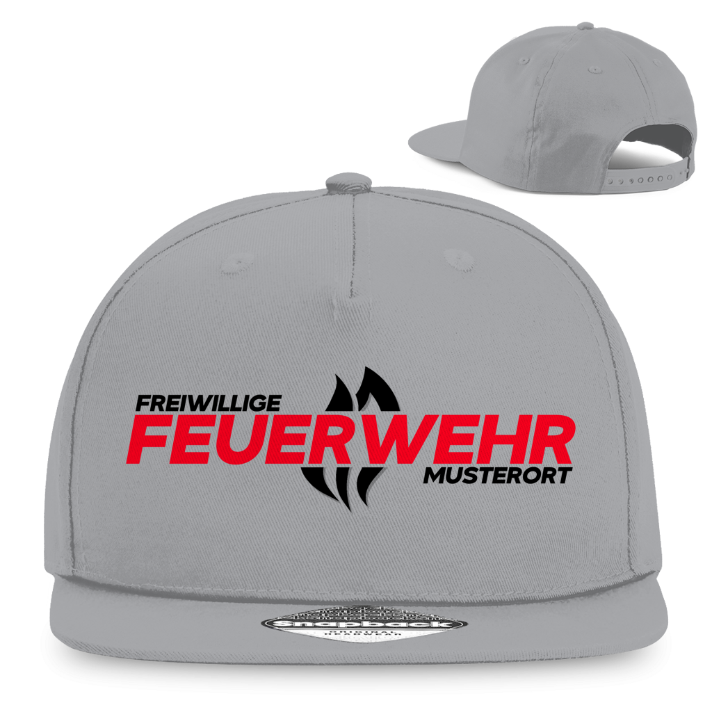 Snapback Rapper Cap - Flamme Freiwillige Feuerwehr Rot [Personalisierbar]