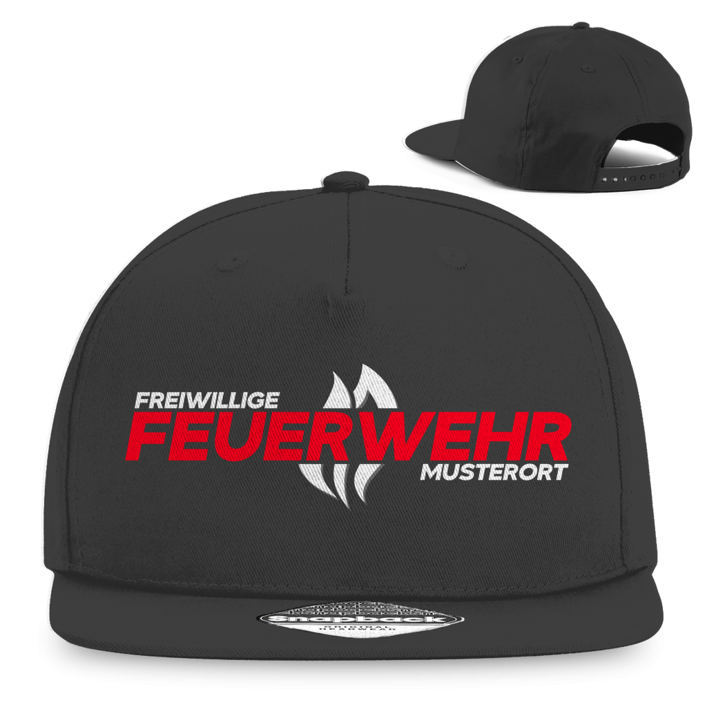 Snapback Rapper Cap - Flamme Freiwillige Feuerwehr Rot [Personalisierbar]