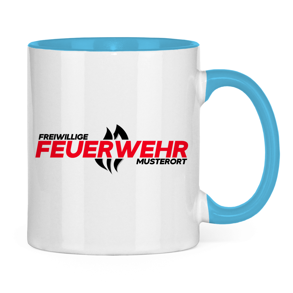 Tasse zweifarbig - Flamme Freiwillige Feuerwehr Rot [Personalisierbar]