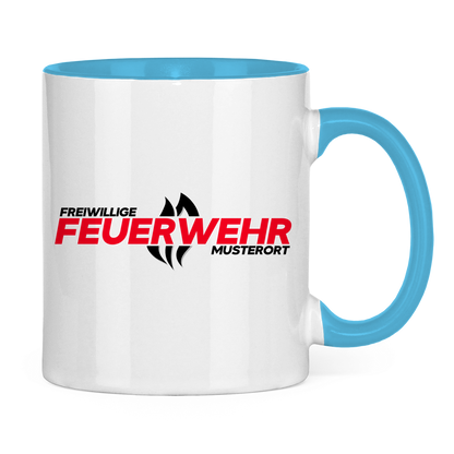 Tasse zweifarbig - Flamme Freiwillige Feuerwehr Rot [Personalisierbar]