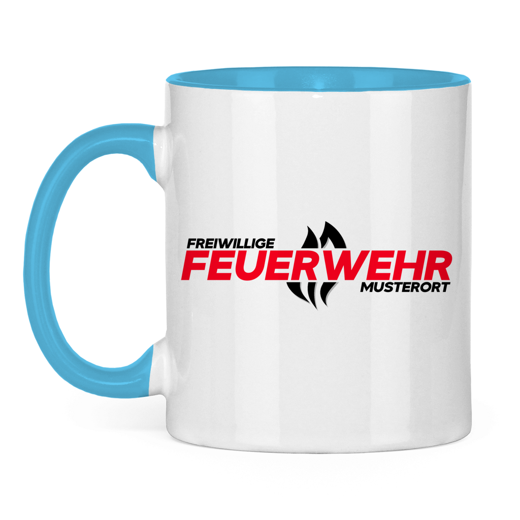 Tasse zweifarbig - Flamme Freiwillige Feuerwehr Rot [Personalisierbar]